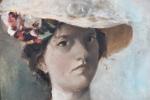 CASTELAINE -TERTIAUX, Céline (1884  1975). « Femme au chapeau,...