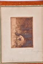 BREMOND, Jean Louis (1858-1943). "Baigneuse", eau-forte monogrammée "J.L.B.", signée en...