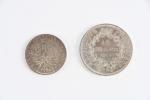 MONNAIES (deux) argent : 10 francs Hercule 1965 et 5...