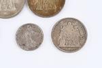 MONNAIES d'argent (cinq) : 50 francs Hercule x 2 ;...