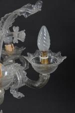 CANDELABRE en verre de Murano à six lumières, décor tournoyant...