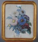 ECOLE FRANCAISE du 19ème siècle. "Bouquet de fleurs", gouache et...