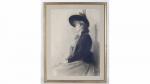 GUILLONNET Octave Denis Victor (1872-1967). "Elégante au chapeau assise