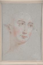 ECOLE ITALIENNE du XVIIIème siècle. "Étude de visage", trois crayons...