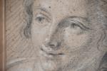 ECOLE FRANCAISE, vers 1700. "Portrait de jeune femme en buste",...