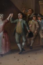 ECOLE FLAMANDE du XVIIIème ou XIXème siècle. "La danse", huile...