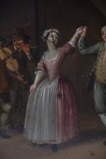 ECOLE FLAMANDE du XVIIIème ou XIXème siècle. "La danse", huile...