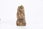 SUJETS (paire de) "lions" en bronze vernis. Époque XVIIIème siècle....