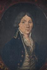 ECOLE FRANCAISE vers 1800. "Portrait d'officier de marine", huile sur...
