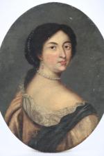 ECOLE FRANCAISE du XVIIIème siècle. "Portrait de femme au collier...