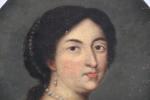 ECOLE FRANCAISE du XVIIIème siècle. "Portrait de femme au collier...