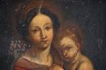 ECOLE FRANCAISE du XVIIIème siècle. "Vierge à l'Enfant", huile sur...