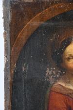 ECOLE FRANCAISE du XVIIIème siècle. "Vierge à l'Enfant", huile sur...
