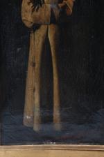 ECOLE LYONNAISE vers 1840, d'après ZURBARAN. "Saint François", toile d'origine....