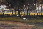 ECOLE FRANCAISE du XIXème siècle. "Paysage aux vaches", huile sur...