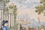CASTELLI, XVIIIe siècle - Paire de plaques rectangulaires en faïence,...