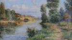 VIGNON Victor (1847-1909). "Paysage à la rivière"