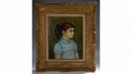 CAMOIN Charles (1879-1965). "Portrait de petite fille au noeud rouge