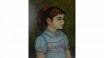 CAMOIN Charles (1879-1965). "Portrait de petite fille au noeud rouge