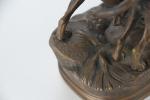 DUBUCAND, Alfred (1828-1894). "Deux limiers couplés", bronze à patine brune...