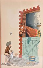 LE RALLIC (1891-1968). "Les mésaventures du petit lad", paire de...
