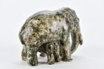 MARGAT, André (1903-1999). "Éléphant et éléphanteau", rare céramique vernissée signée...