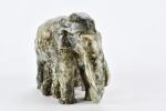 MARGAT, André (1903-1999). "Éléphant et éléphanteau", rare céramique vernissée signée...