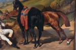 De DREUX (1810-1860) (d'après). "Lad assis avec deux chevaux de...