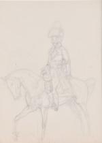 PECHAUBES, Eugène (1890-1967). "Officier d'Empire à cheval", dessin à la...