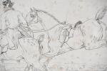 VERNET, Carle (1758-1836). "Cavalier menant deux chevaux", eau-forte originale de...