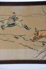 HARDY, Dorothy (1868-1937). "Scène de chasse", grande gravure. Edition ancienne...