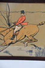 HARDY, Dorothy (1868-1937). "Scène de chasse", grande gravure. Edition ancienne...