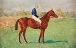 LE NAIL, Ernest (1842-1927). "Jockey portant les couleurs Rothschild", huile...