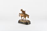 LANCERAY, Eugène (1848-1886). "Le cavalier cosaque se retournant", bronze à...