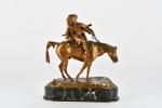 LANCERAY, Eugène (1848-1886). "Le cavalier cosaque se retournant", bronze à...