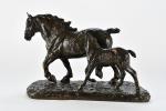 ILLIERS, Gaston (d') (1876-1932). "La poulinière et son poulain", bronze...