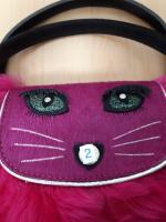 LONGCHAMP, sac à main chat poilu rose, état neuf