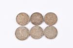 MONNAIES d'ARGENT : 5 pièces de 5 francs semeuse, JOINT...
