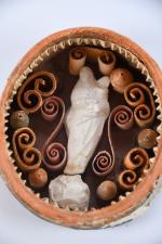 MINIATURE ovale sur cuivre à sujet d'un Saint ou Archange...