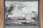 ECOLE FRANCAISE du XIXème vers 1800. « Paysage d'Italie », dessin à...