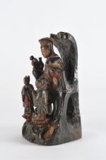ASIE, début du XXème siècle - Statue en bois polychrome...