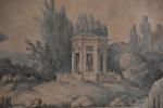 CHATELET, Claude-Louis (1753-1795). "Vue du Belvédère dans le jardin du...