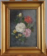 ECOLE FRANCAISE du 19ème siècle. "Bouquet de roses", huile. 34...