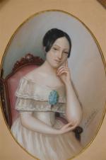 PATIL DUBERT. "Portrait de jeune fille assise", pastel sur papier...