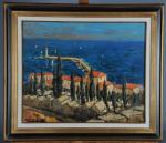 AZEMA-BILLA Marcel (1904-1999). "Le cimetière marin, Sete", huile sur toile...