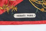 HERMES PARIS - Carré de soie "Alsace" sur fond noir...