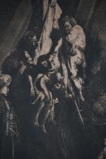 REMBRANDT (d'après). "Descente de croix", lithographie du XIXème. 53 x...
