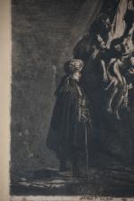 REMBRANDT (d'après). "Descente de croix", lithographie du XIXème. 53 x...