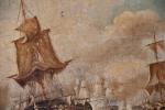 ECOLE FRANCAISE du XIXème siècle. "Bataille navale : Trafalgar", huile...