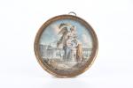 ECOLE FRANCAISE vers 1800. Allégorie : couronnement. Miniature circulaire à...